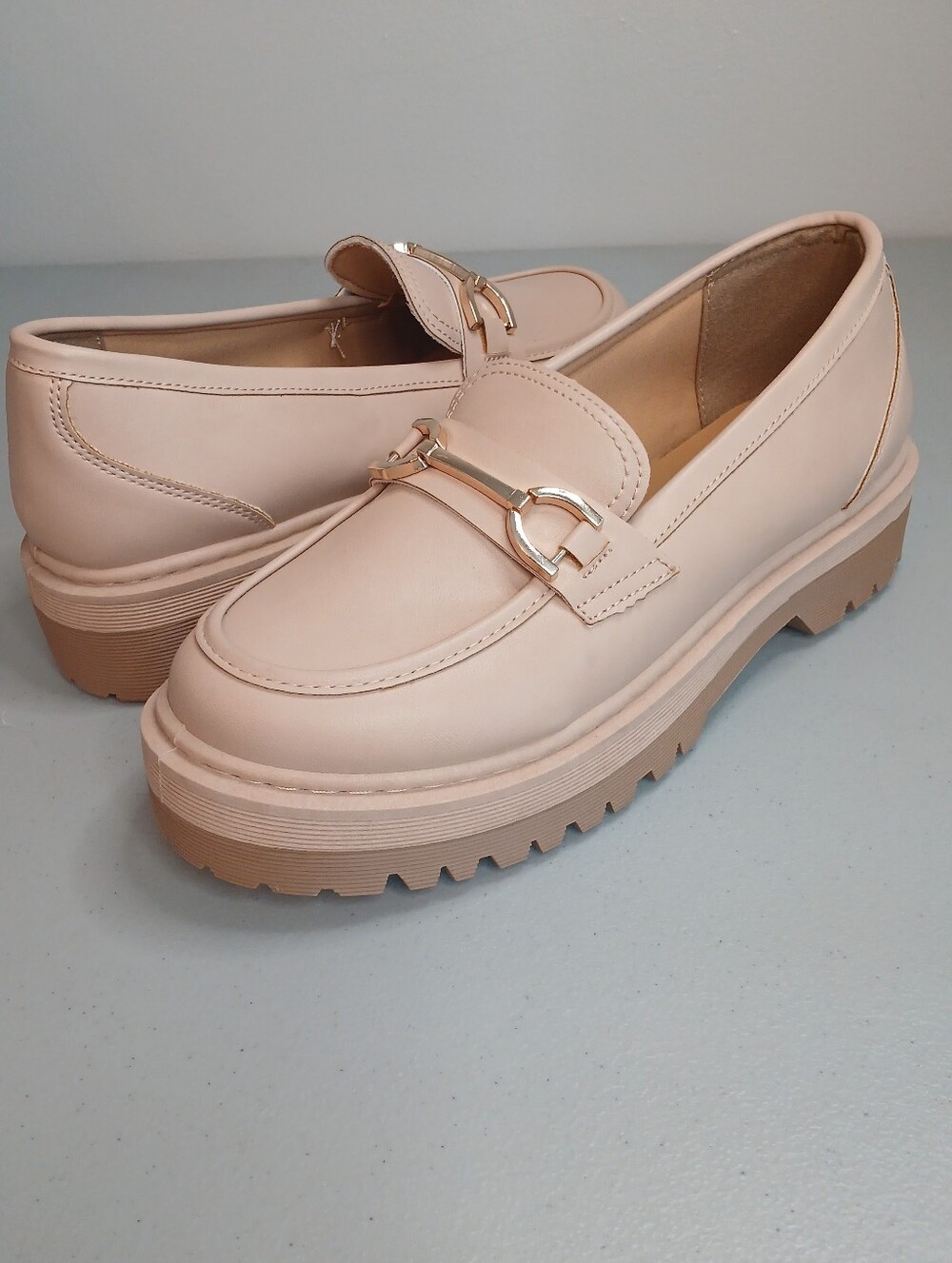 Apricot Pink Horsebit Slip On Platform Loafer 41 US 10M NWOT